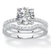 Palm Beach Jewelry 2.65 Tcw Round Cubic Zirconia Platinum-plated Silver 2-piece Bridal Ring Set