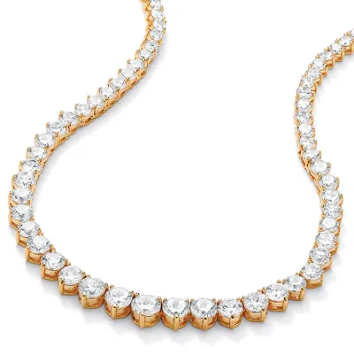 Palm Beach Jewelry 26.55 Tcw Round Cubic Zirconia Gold-plated Eternity Necklace 16" In White