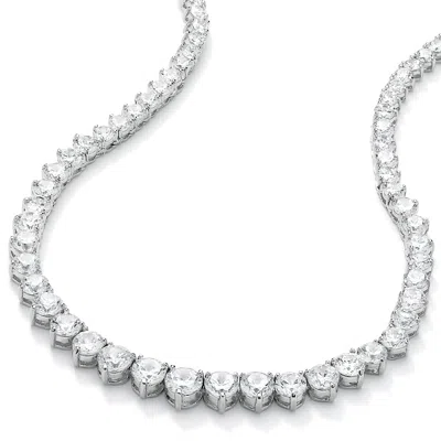 Palm Beach Jewelry 26.55 Tcw Round Cubic Zirconia Silvertone Eternity Necklace 16" In White