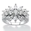 Palm Beach Jewelry 2.67 Cttw. Sterling Silver Marquise-cut Cubic Zirconia Starburst Cluster Ring In White
