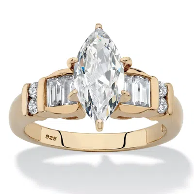 Palm Beach Jewelry 2.69 Cttw 14k Gold-plated Silver Marquise-cut Cubic Zirconia Engagement Ring In White