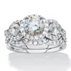 Palm Beach Jewelry 2.70 Cttw 2-piece Round 10k White Gold Cubic Zirconia Halo Wedding Ring Set In White