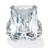 Palm Beach Jewelry 27.10 Tcw Emerald-cut Cubic Zirconia Platinum-plated Ring In White