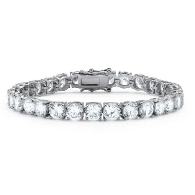 Palm Beach Jewelry 27.44 Tcw Round Cubic Zirconia Tennis Bracelet Platinum-plated In White