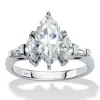 Palm Beach Jewelry 2.76 Cttw Solid 10k White Gold Marquise-cut Cubic Zirconia Engagement Ring In White