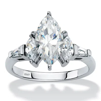 Palm Beach Jewelry 2.76 Cttw Solid 10k White Gold Marquise-cut Cubic Zirconia Engagement Ring