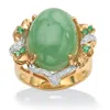 Palm Beach Jewelry .28 Tcw Emerald, Cz And Jade Ring In Gold-plated .925 Sterling Silver In Green