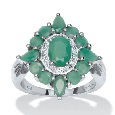 Palm Beach Jewelry 2.81 Tcw Genuine Emerald Sterling Silver Ring In White