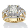 Palm Beach Jewelry 2.82 Tcw Cz 14k Gold-plated Silver Bridal Set In Yellow
