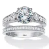 Palm Beach Jewelry 2.82 Tcw Round Cubic Zirconia Platinum-plated Sterling Silver Bridal Ring Set
