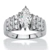 Palm Beach Jewelry 2.85 Cttw Marquise Cut Cubic Zirconia Ring Platinum Plated .925 Sterling Silver In White