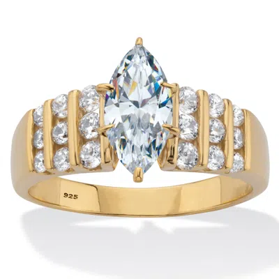 Palm Beach Jewelry 2.85 Tcw Cz Ring 14k Gold Plated Sterling Silver In Yellow