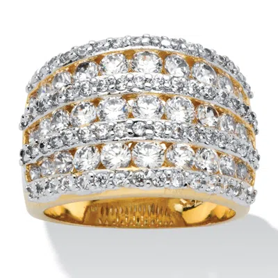 Palm Beach Jewelry 2.86 Tcw Round Cubic Zirconia Multi-row Dome Ring Gold-plated In White