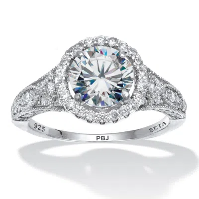 Palm Beach Jewelry 2.86 Tcw Round Cubic Zirconia Platinum-plated Sterling Silver Engagement Ring In White