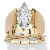 Palm Beach Jewelry 2.88 Cttw. Cubic Zirconia Gold-plated Solitaire And Vine Wedding Ring Set In White