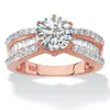 Palm Beach Jewelry 2.88 Tcw Cz 18k Rose Gold/silver Engagement Ring In Multi