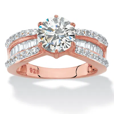 Palm Beach Jewelry 2.88 Tcw Cz 18k Rose Gold/silver Engagement Ring In Multi
