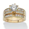 Palm Beach Jewelry 2.89 Tcw 2 Piece Round Cubic Zirconia Bridal Ring Set In Yellow Goldtone In White