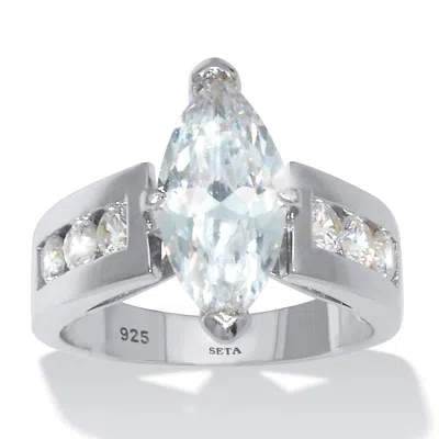 Palm Beach Jewelry 2.9 Tcw Marquise-cut Cubic Zirconia Sterling Silver Bridal Ring In White