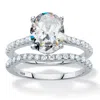 Palm Beach Jewelry 2.90 Tcw Oval Cubic Zirconia Platinum-plated Silver 2-piece Bridal Ring Set In White