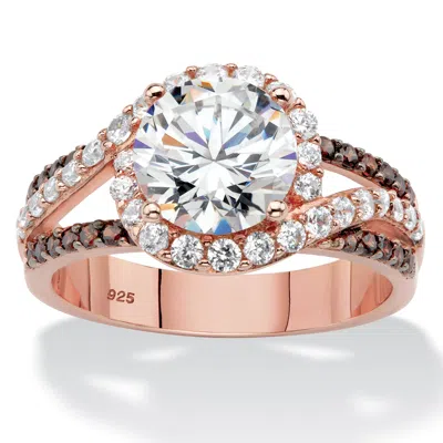 Palm Beach Jewelry 2.91 Cttw. Rose Gold Plated Sterling Silver Round Cubic Zirconia Engagement Ring In White
