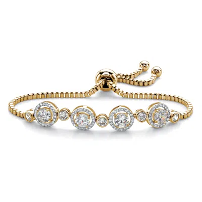 Palm Beach Jewelry 2.92 Cttw. Gold-plated Cubic Zirconia Adjustable Halo Slider Bracelet 9"