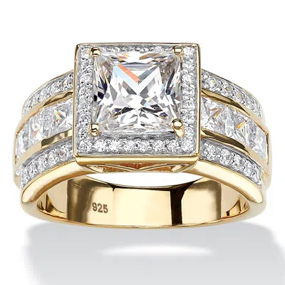 Palm Beach Jewelry 2.92 Tcw Princess-cut Cubic Zirconia 18k Gold-plated Sterling Silver Halo Ring In White
