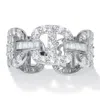 Palm Beach Jewelry 2.95 Tcw Cubic Zirconia Sterling Silver Link Ring In White
