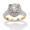 Palm Beach Jewelry 2.96 Tcw Round Cubic Zirconia Ring In 14k Yellow Gold-plated Sterling Silver In White