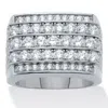 Palm Beach Jewelry 2.99 Cttw. Men's Round Cuic Zirconia Platinum Plated Multi Row Step Top Ring