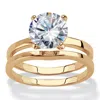 Palm Beach Jewelry 3 Cttw. Round Gold-plated Cubic Zirconia 2-piece Solitaire Bridal Ring Set