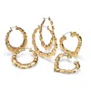 Palm Beach Jewelry 3 Pair Bamboo Style Hoop Earrings Set In Yellow Goldtone In Yellow