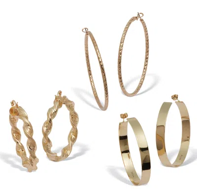 Palm Beach Jewelry 3 Pair Goldtone Rope And Twisted Hoop Earrings