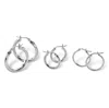 Palm Beach Jewelry 3 Pair Hoop Earrings Set In .925 Sterling Silver In White