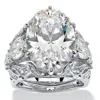 Palm Beach Jewelry 3 Piece 15.78 Oval-cut Cubic Zirconia Bridal Ring Set In Platinum Plated In White