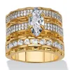 Palm Beach Jewelry 3 Piece 3.38 Tcw Marquise Cubic Zirconia 14k Yellow Gold-plated Bridal Ring Set