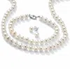 Palm Beach Jewelry 3 Piece Cultured Freshwater Pearl Necklace Bracelet And Earrings Set .925 Silver