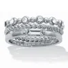 Palm Beach Jewelry 3-piece Platinum Plated Crystal Stacked Band Set