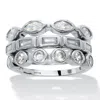 Palm Beach Jewelry 3-set Stack Silvertone Multi-shape Ring Set