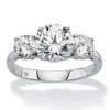 Palm Beach Jewelry 3 Tcw Cubic Zirconia 10k White Gold 3-stone Bridal Engagement Ring In White