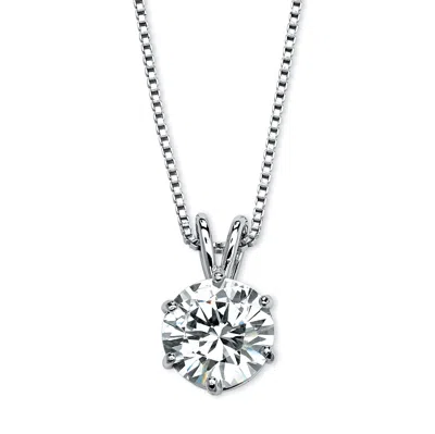 Palm Beach Jewelry 3 Tcw Cubic Zirconia Pendant Necklace In Platinum-plated Sterling Silver 18" In White