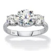 Palm Beach Jewelry 3 Tcw Cubic Zirconia Platinum-plated Silver 3-stone Bridal Engagement Ring In White
