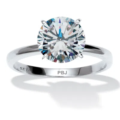 Palm Beach Jewelry 3 Tcw Cz Silvertone Solitaire Engagement Ring In White