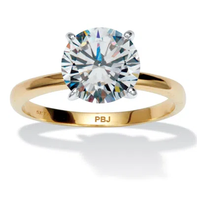 Palm Beach Jewelry 3 Tcw Round Cubic Zirconia 14k Gold-plated Solitaire Engagement Ring, Sizes 5-10 In White