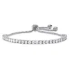 Palm Beach Jewelry 3 Tcw Round Cubic Zirconia Silvertone Adjustable Drawstring Bolo Bracelet 10"