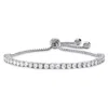 Palm Beach Jewelry 3 Tcw Round Cubic Zirconia Silvertone Adjustable Drawstring Strand Bracelet 10"