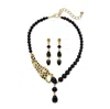 Palm Beach Jewelry .30 Cttw. Genuine Onyx And Simulated Gemstone Goldtone Leopard Necklace Set
