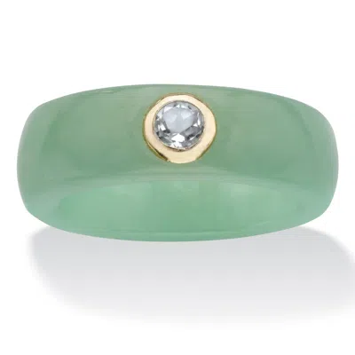 Palm Beach Jewelry .30 Tcw Genuine Jade & White Topaz 10k Gold Ring In Yellow
