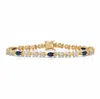 Palm Beach Jewelry 3.01 Cttw. Genuine Sapphire And Diamond Accent Gold-plated Heart Bracelet 7.25"