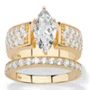 Palm Beach Jewelry 3.01 Tcw Cubic Zirconia 14k Gold-plated Sterling Silver 2-piece Bridal Ring Set In White